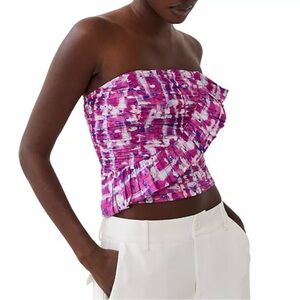 French Connection Aria Faris Ruffle Trim Top NWT Women’s Size 8 Pink Multi